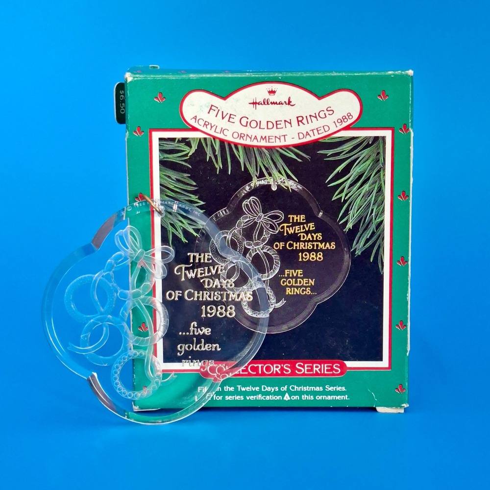 1988 Hallmark Five Golden Rings Ornament 12 Days of Christmas Acrylic Vintage